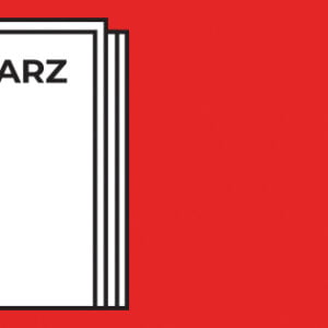 Grafika ilustracyjna przedstawia białe kartki papieru znajdujące się z lewej strony na czerwonym tle. Na pierwszej z nich widnieje napis "Elementarz Polskiej Kultury".