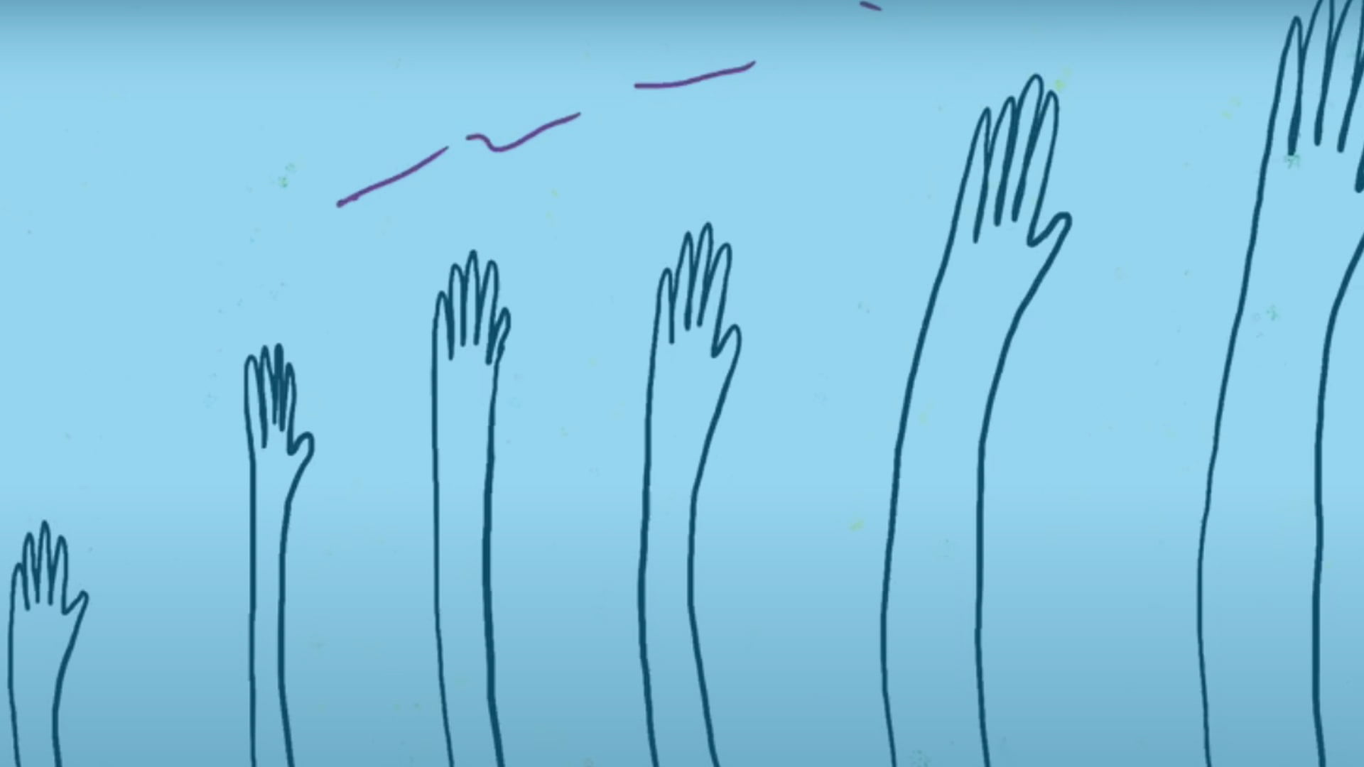 grafika - sześć rąk ustawionych od najmniejszej do największej na niebieskim tle