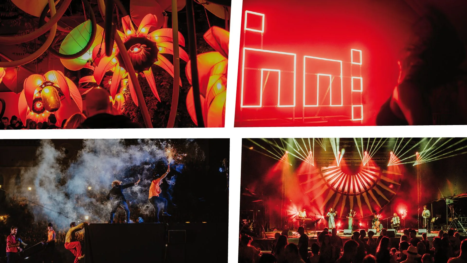 Kolarz ze zdjęć reklamujących wszystkie cztery festiwale.