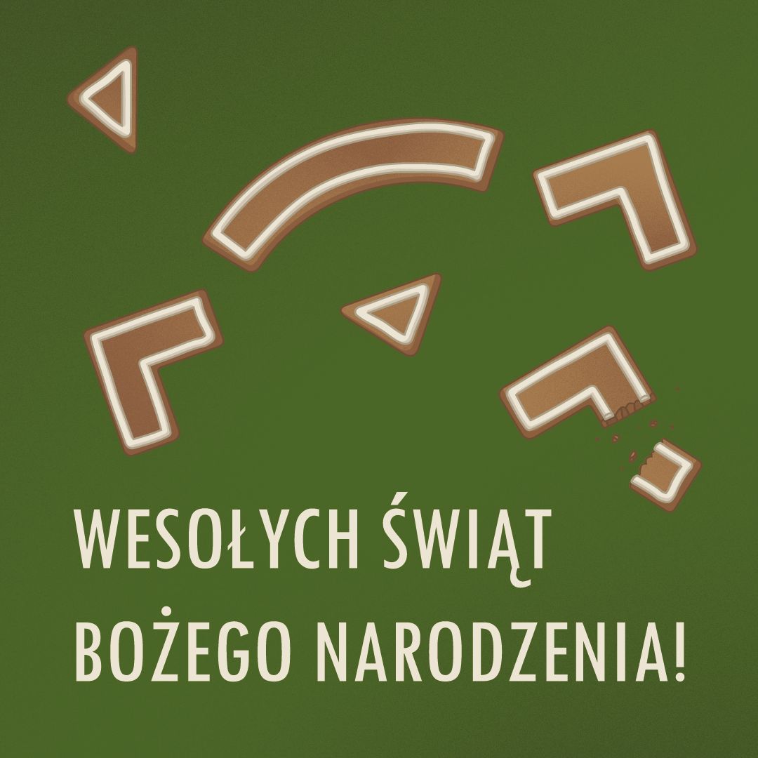 Kartka z logiem Warsztatów Kultury oraz napis: Wesołych Świąt Bożego Narodzenia!