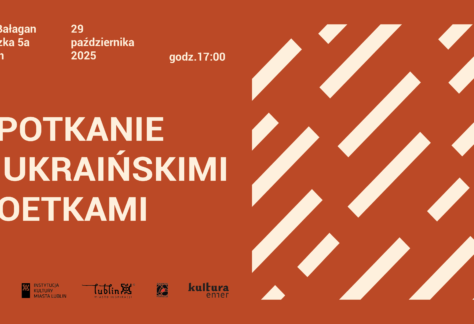 Grafika zapowiadająca spotkanie z ukraińskimi poetkami.