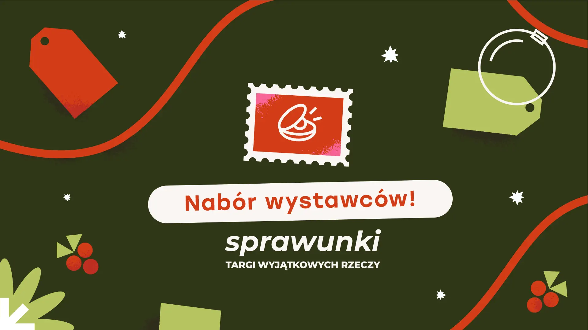 Grafika z napisem nabór wystawców! Sprawunki Targi Wyjątkowych rzeczy.