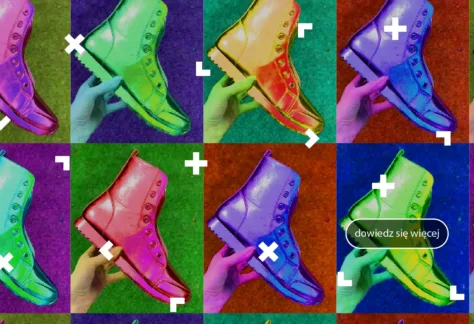 Kolarz ze zdjęciami butów.