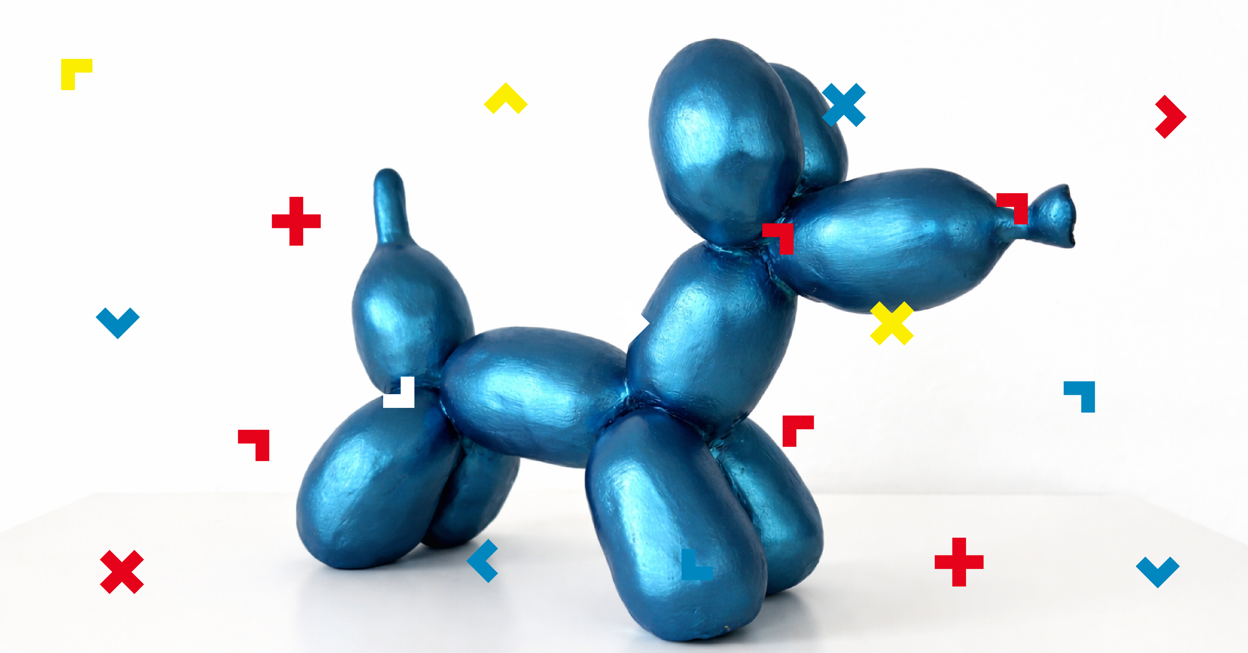 Grafika z psem z balonów.