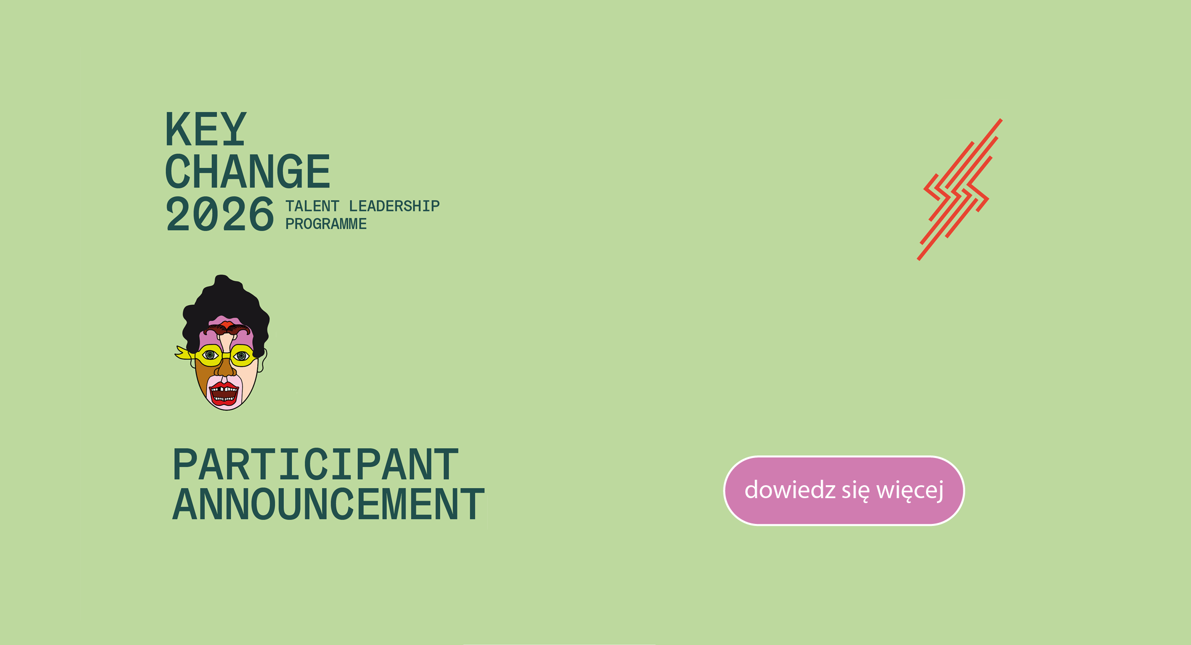 Grafika z twarzą kobiety i napis: Keychange 2026. Paticipant announcement.