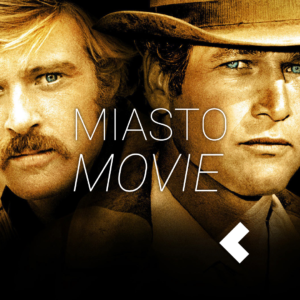 Twarze dwóch kowbojów. Na środku logo Miasta Movie.