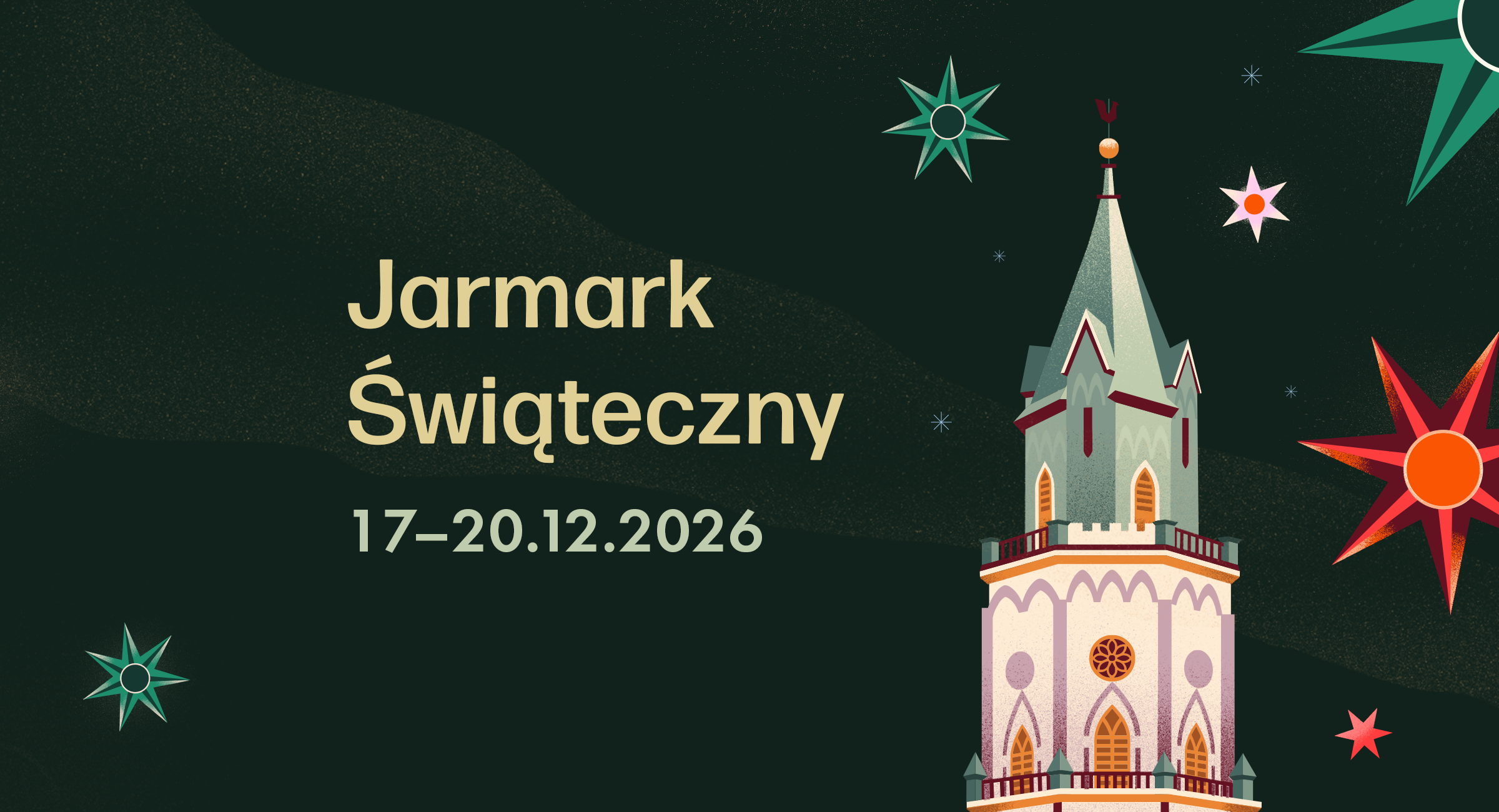 Grafika z napisem Jarmark świąteczny 17-20.12.2026
